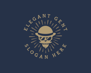 Gentleman - Hipster Gentleman Skull logo design