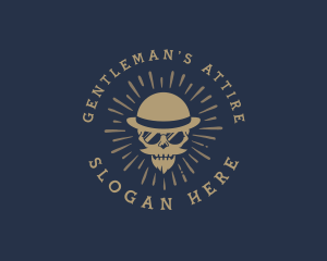 Hipster Gentleman Skull logo design