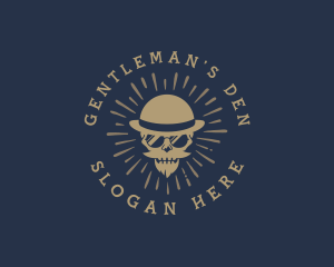 Hipster Gentleman Skull logo design