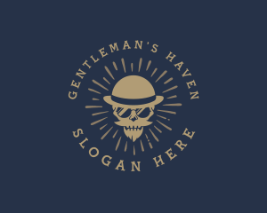 Hipster Gentleman Skull logo design