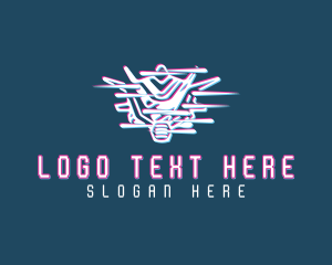 Bot - Robot Helmet Glitch logo design