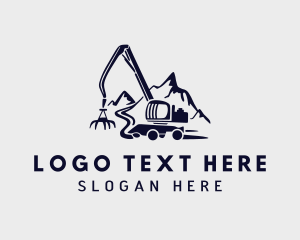 Logging - Mountain Heavy Equipment Machinery logo design