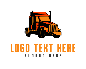 Transport - Orange Trailer Truck logo design
