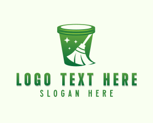 Recycling Bin - Broom Trash Sanitation logo design