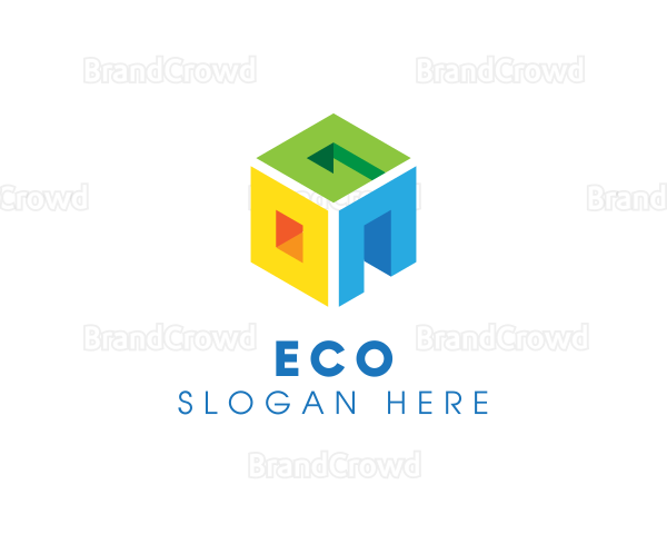 3D Multicolor Cube Letter OGN Logo