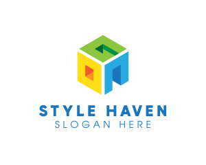 Block - 3D Multicolor Cube Letter OGN logo design