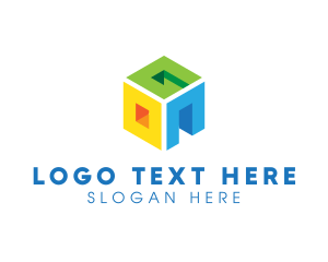 Video Game - 3D Multicolor Cube Letter OGN logo design