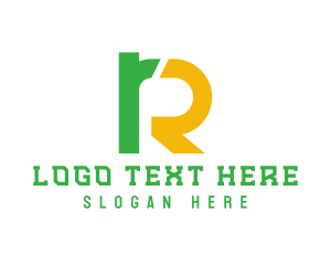 Double - Green Yellow Letter R logo design