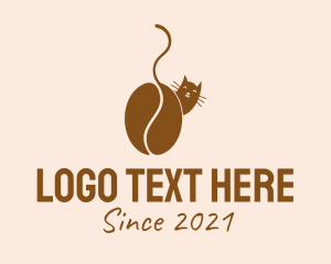 Coffee Bean - Brown Cat Cafe logo design