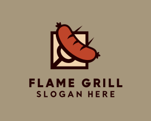 Grilling - Grill Fork Sausage logo design