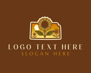 Map - Kansas Sunflower Field logo design