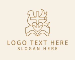 Catholic - Dove Cross Heart Bible logo design