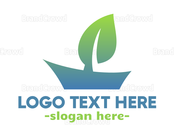 Gradient Sail Boat Leaf Logo