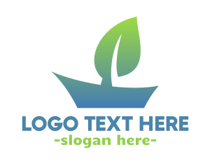 Green Tree - Gradient Sail Boat Leaf logo design