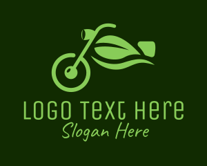 Transportation System - Eco Motorcycle Leaf logo design