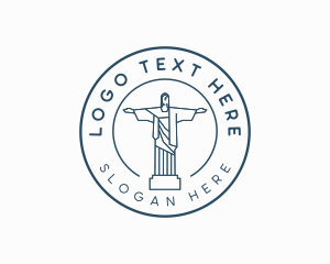 Moai - Christ Statue Landmark logo design