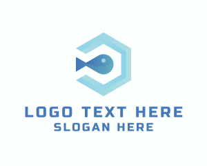 Cube - Fish Aqua Hexagon logo design