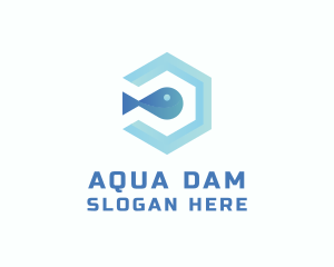 Fish Aqua Hexagon logo design