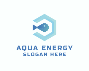 Fish Aqua Hexagon logo design