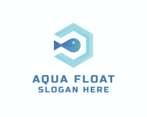 Fish Aqua Hexagon logo design