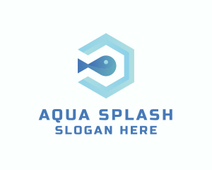 Fish Aqua Hexagon logo design