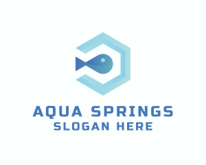 Fish Aqua Hexagon logo design