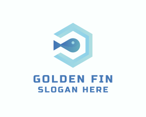 Goldfish - Fish Aqua Hexagon logo design