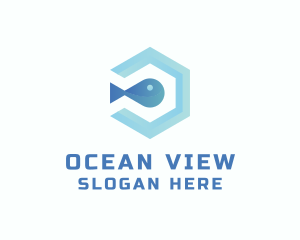 Fish Aqua Hexagon logo design