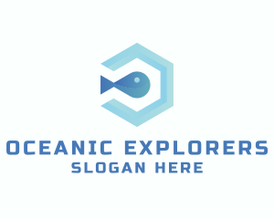 Marine Biology - Fish Aqua Hexagon logo design