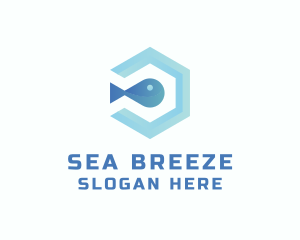 Fish Aqua Hexagon logo design