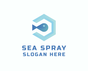 Fish Aqua Hexagon logo design