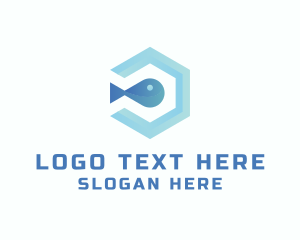 Seafood - Fish Aqua Hexagon logo design