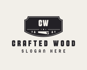 Wood Saw Tree Shield logo design