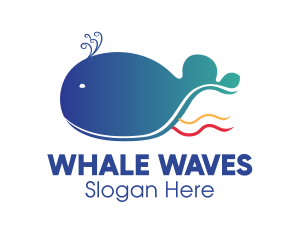 Gradient Whale Cartoon logo design