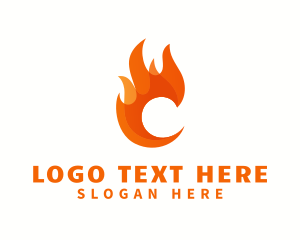 Orange Flame - Burning Fire Letter C logo design
