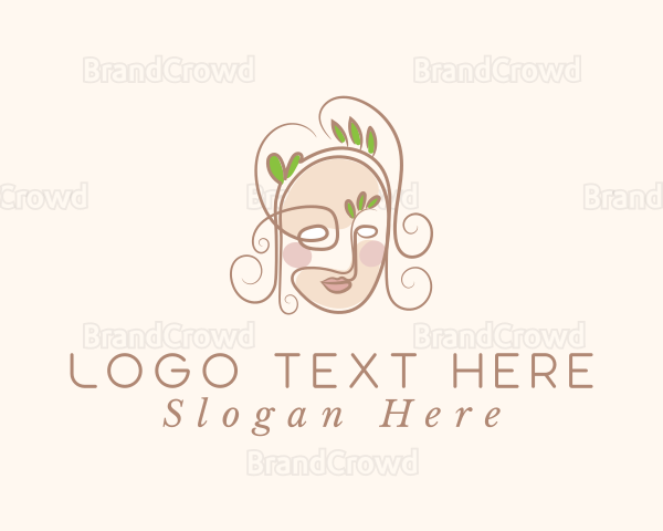 Woman Face Leaf Logo