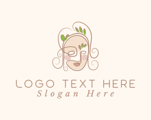 Scribble - Woman Face Leaf logo design