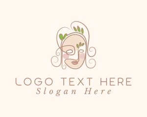 Glam - Woman Face Leaf logo design