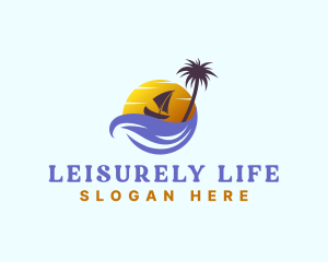 Tropical Island Boat Sailing logo design