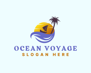 Tropical Island Boat Sailing logo design