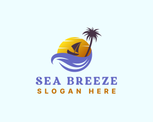 Tropical Island Boat Sailing logo design