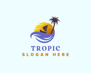 Tropical Island Boat Sailing logo design