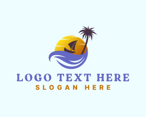 Sea - Tropical Island Boat Sailing logo design