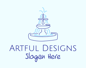 Blue Water Fountain logo design