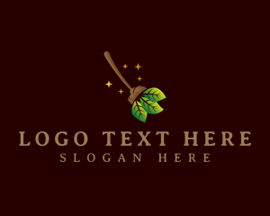 Leaf Nature Broom logo design