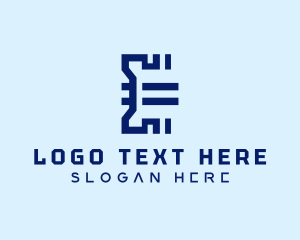 Cyber Security - Blue Digital Letter E logo design