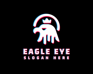 Eagle Crown Glitch logo design