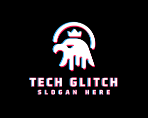 Eagle Crown Glitch logo design