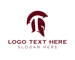 Red Helmet - Spartan Warrior Letter T logo design