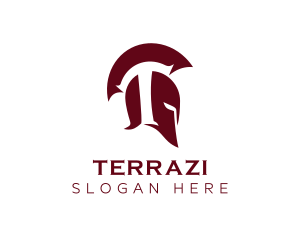 Spartan Warrior Letter T logo design